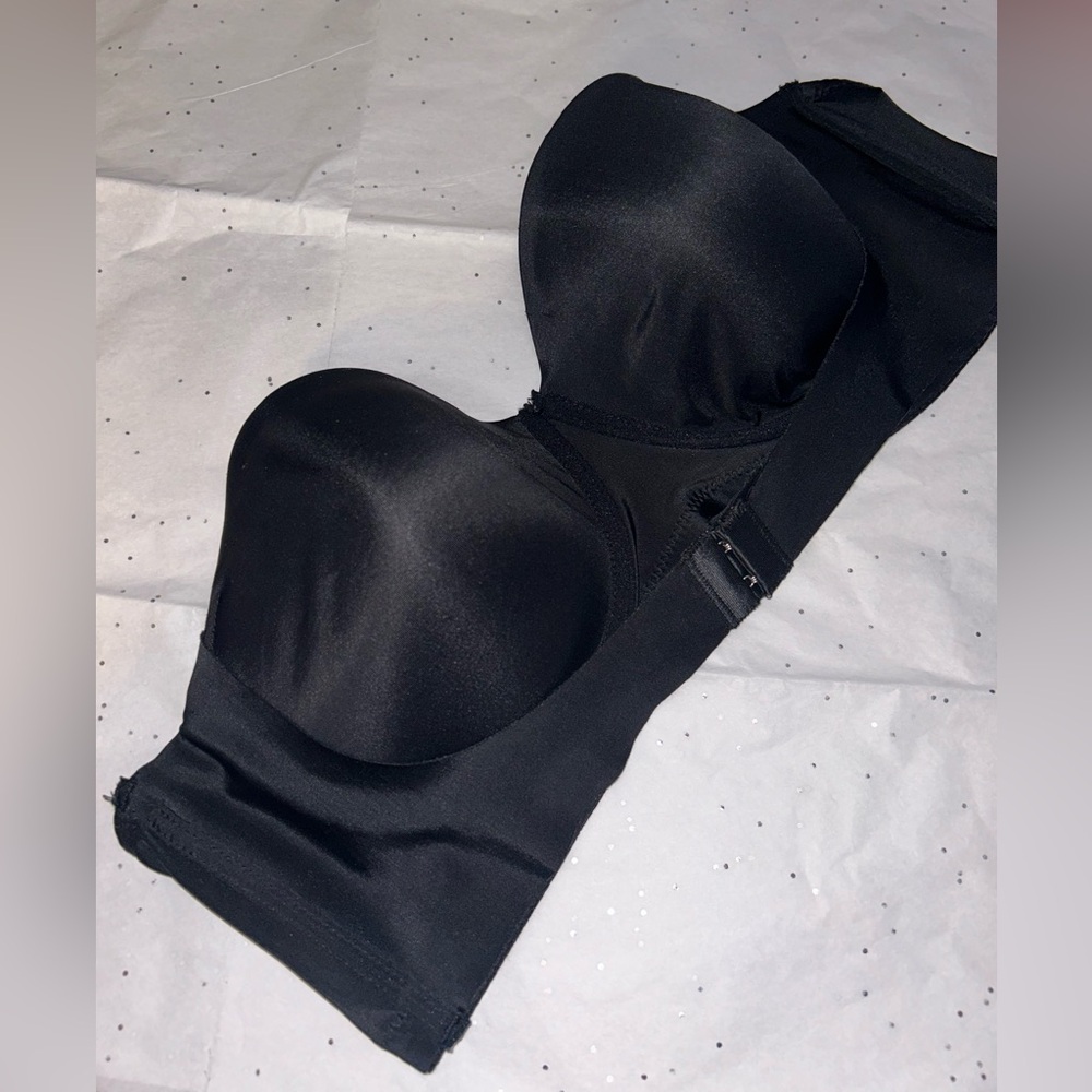 Black Strapless Longline Bandeau Bra — Smooth Support